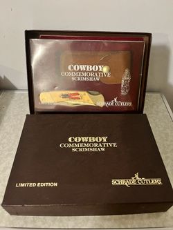 Schrade Cutlery Cowboy Commemorative Scrimshaw Limited Edition Knife