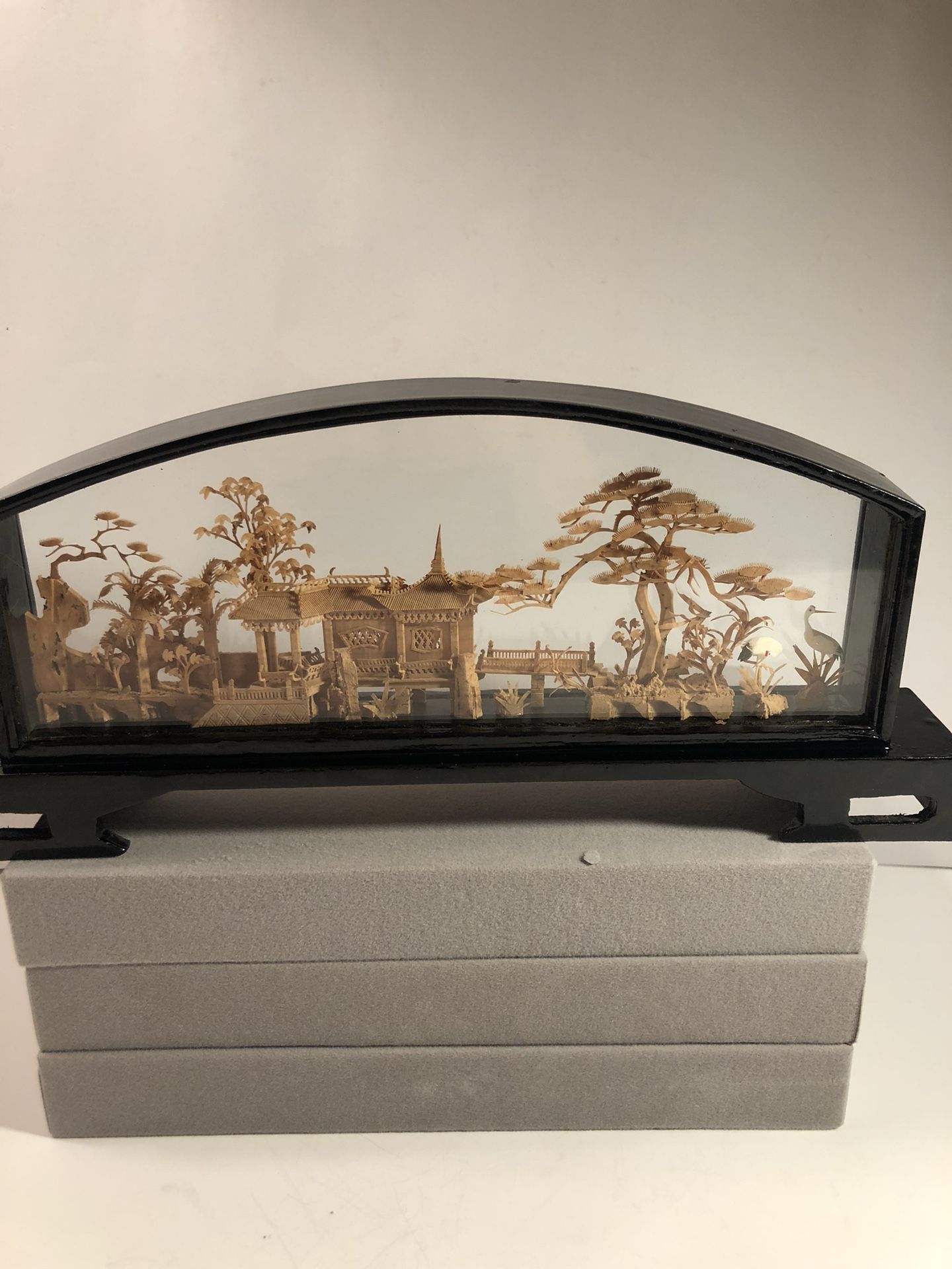 vintage chinese handmade cork diorama