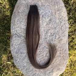 22 Inch Long Sew In Genius Weft Real Human Hair Extensions, Ombre Brown & Chestnut with Dark Roots, Invisible Weft Extension, 60g *NEW In Open Box*