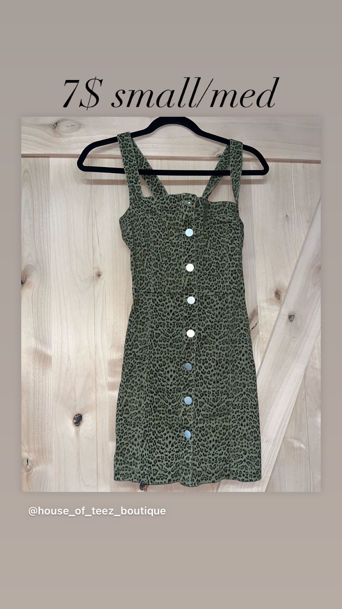 Cheetah Jean Mini Dress- Overalls sm/md