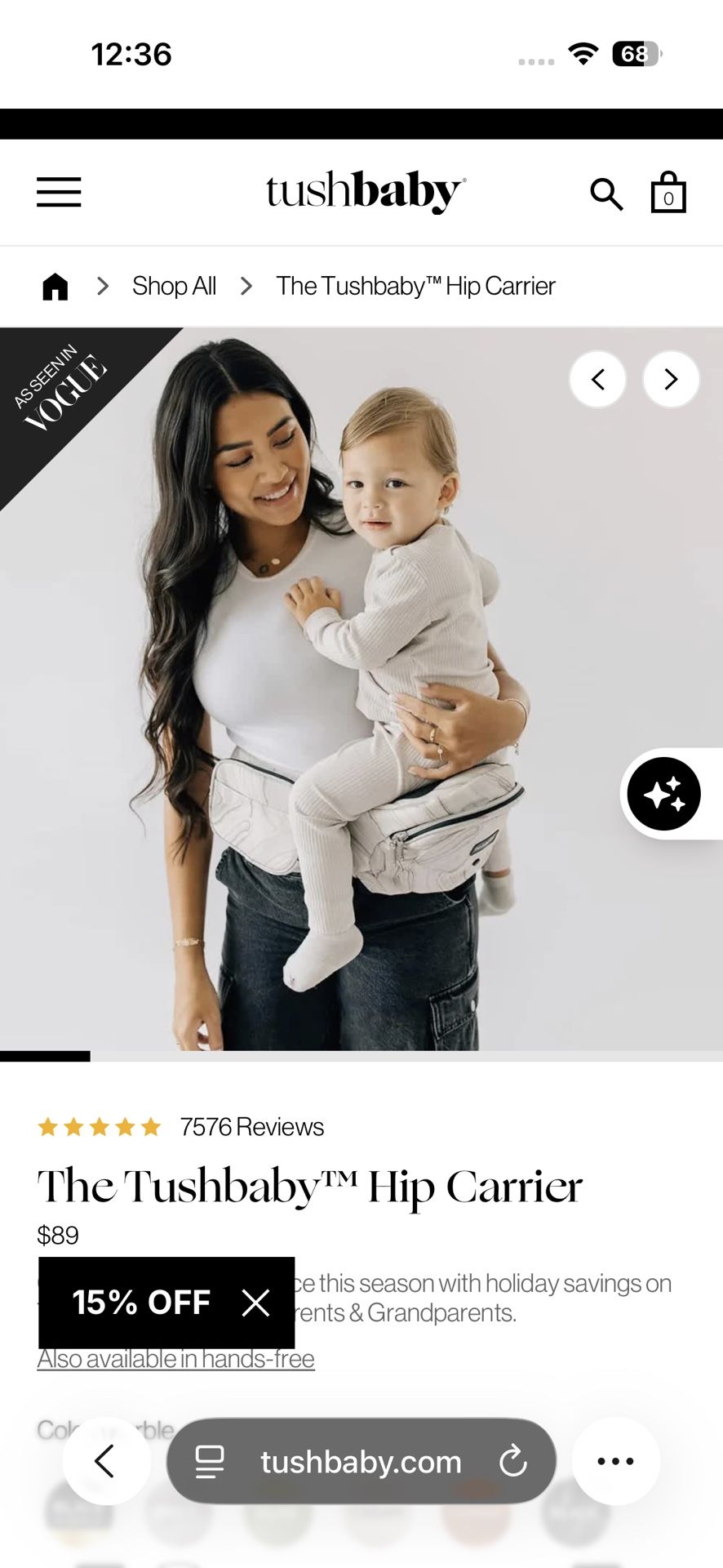Tushy Baby Hip Carrier Brand NEW