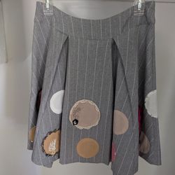 Women's Striped Grey Multi-Colored Ariella Skirt A-line Size M