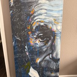 Stephen Fishwick Signed Einstein Canvas 27x54 – Modern Pop Art Wall Decor