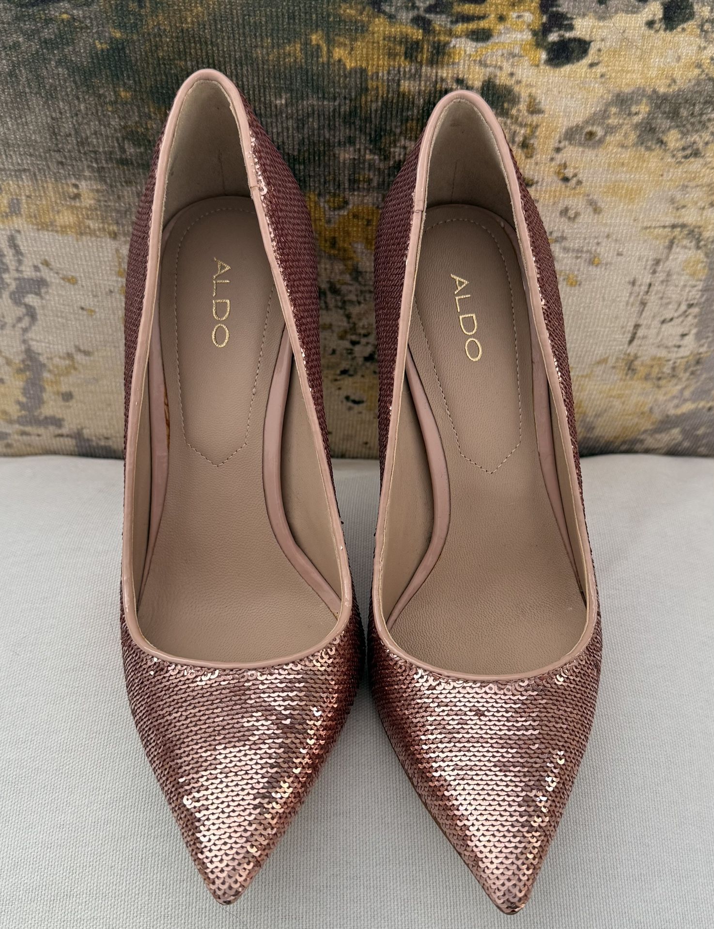 Aldo Rose Gold Sequined High Heels In