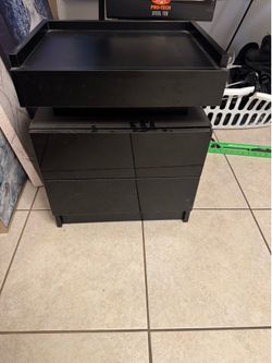 Black 2-Drawer Nightstand with Tray Top