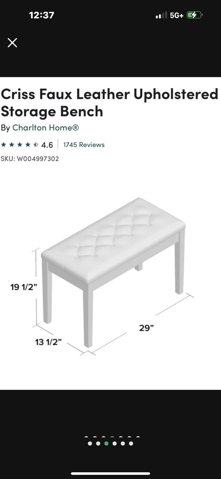 White Pleather Storage Bench