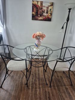 Glass Dining Table with Two Chairs