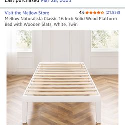 Bed Frame White 16 Inches Used Once Twin Originally 160$!