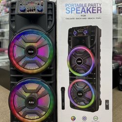 Dual 12” Portable Bluetooth Speaker w/Wireless mic