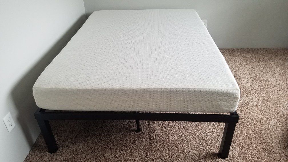 Metal bed frame with mattress