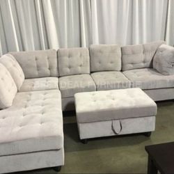 New Sectional + Storage Ottoman  — Left or Right Chaise — Delivery Available 