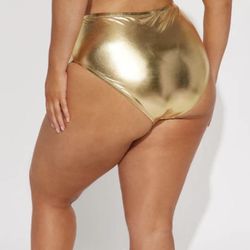 Fashion Nova Bikini Bottom - Gold Size 2X