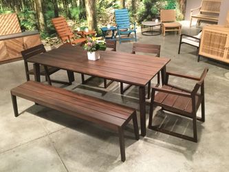 Double Bench Mahogany Dining Set