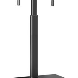 FITUEYES Universal TV Stand for 32 39 40 43 49 50 55 60 Inch TVs, TV Floor Stand with Swivel Mount, Max Holds 66lbs, Black Glass Base, Height Adjustab