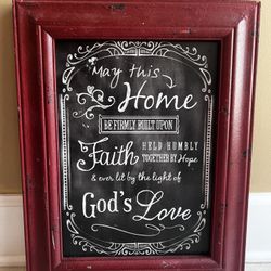 Wood Framed  “Home Faith Gods Love“ Picture 14”x17”