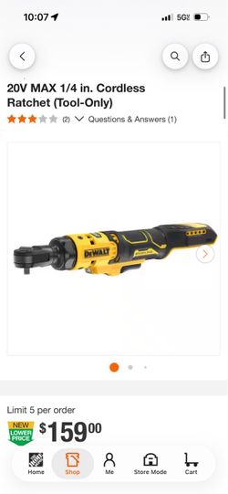 DEWALT 20V MAX 1/4 in. Cordless Ratchet (Tool-Only)