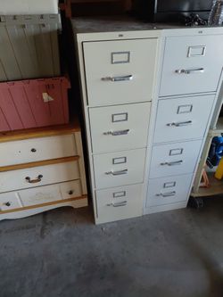 Tall metal filing cabinet
