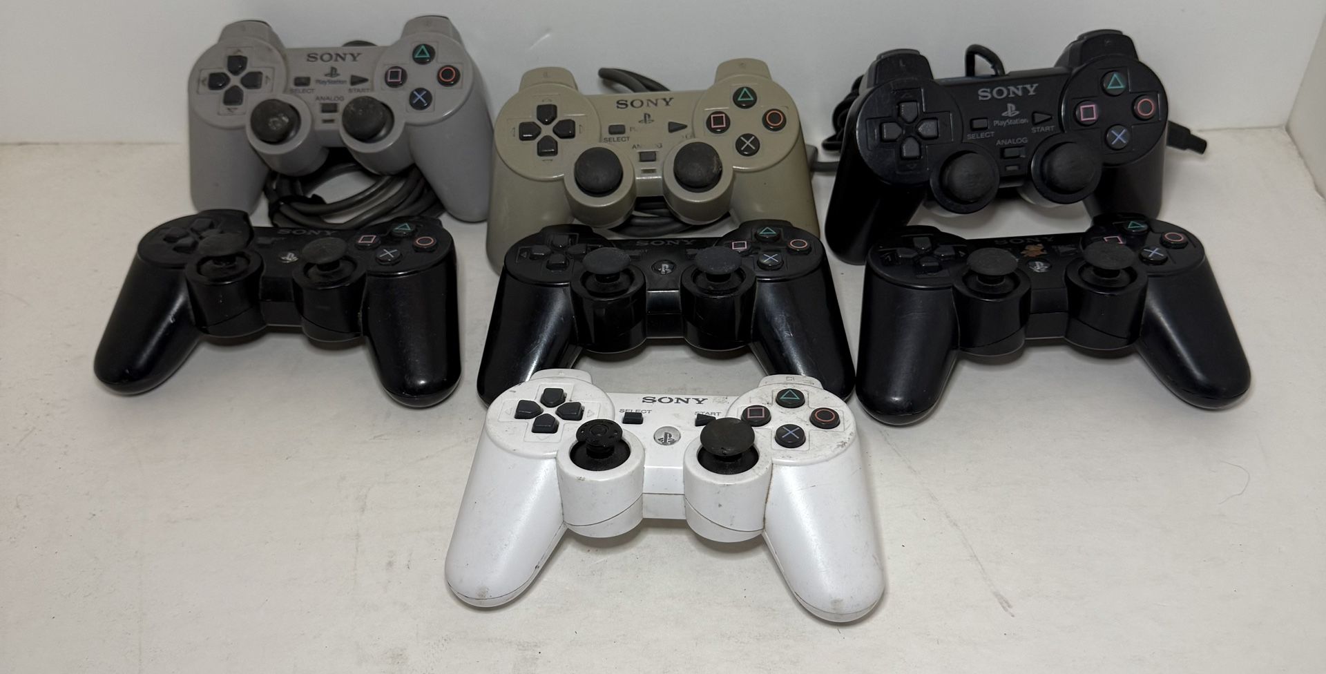 (7) Sony PlayStation 3 OEM Black Controller Lot - Untested Wired & Wireless