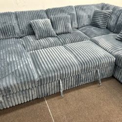 Gray Sectional Pull Out Sofa Bed With Storage 