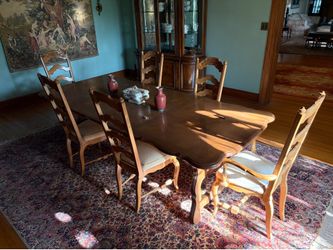 Vintage Solid Wood Dining Table Set – 6 Chairs