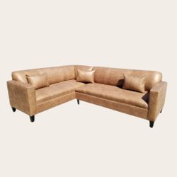 BRAND NEW 7x9ft SECTIONAL SOFAS COUCHES, DAKOTA CAMEL LEATHER. CUSTOM MADE AVAILABLE