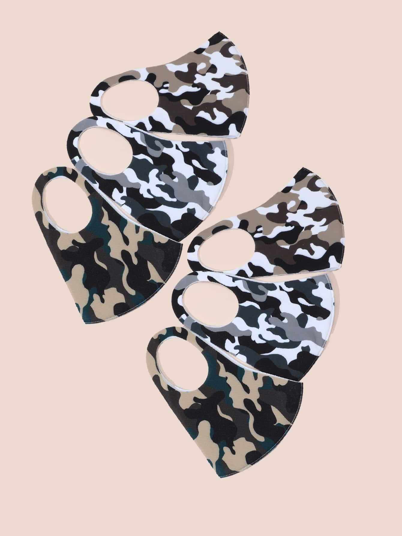 6pcs 1 Pqt Solid Face Mask Multicolor 100% Polyester