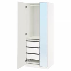 PAX  Wardrobe combination, white/mirror glass, 29 1/2x23 5/8x79 1/4 "