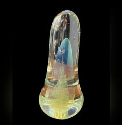 Andrew’s Karg Signed Dichroic Glass Large Paperweight Sculpture 12in