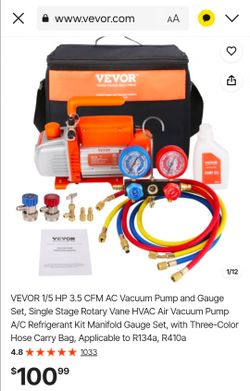 VEVOR AC Vacuum Pump and Manifold Gauge Set