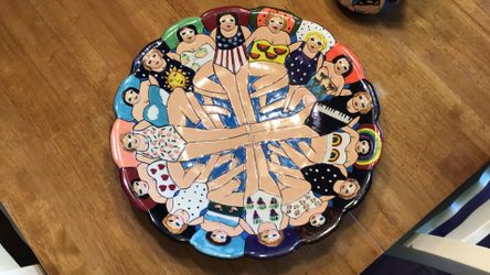 FUNSEEKERS Rare hand painted  Water Ballet statement platter