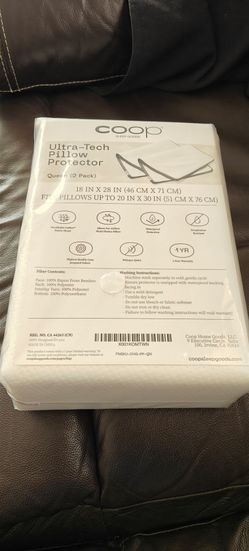 Coop Home Goods Ultra-Tech Pillow Protector 1 Pack Queen x2 Cut-out-pillow New