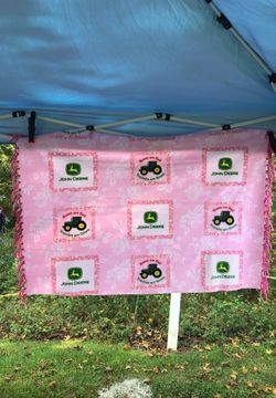 Pink John Deere fleece blanket