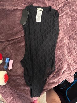 Gucci GG Monogram Black Bodysuit Size L