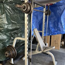 Complete Home Gym – Smith Machine, Bench, 400+ lbs Weights, Bars + More