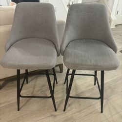 Two Grey  25” Counter Stools By Wrought Studio 
