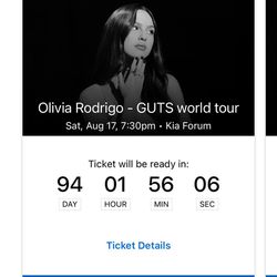 Olivia Rodrigo - GUTS World Tour (2 Tix For Saturday, Aug 17)