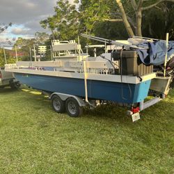 20’ Pontoon Boat 30 Hp , With Tandem Trailer 
