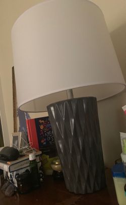 Modern Gray Lamp with Brand New White shade $45