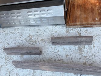 Set of 3 Rustic Gray/Brown Floating Wall Shelves