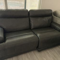 Gray Power Recliner Sofa 
