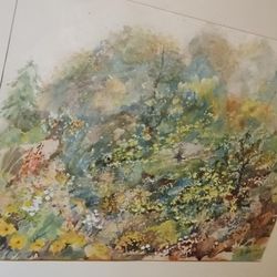 Beautiful Painted Nature/Flowers Wall Art In Wood And Glass Frame