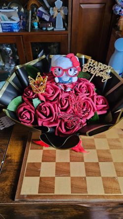 Bouquet of foam roses small / hello Kitty plush