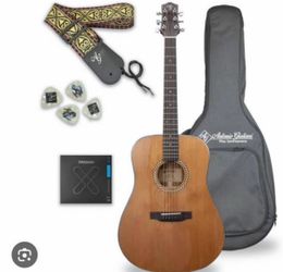 Antonio Giuliani DN-3 Steel-String Acoustic Mahogany Guitar with Carrying Case and Accessories