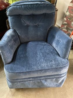 Children’s Vintage Blue Velvet Wingback Armchair