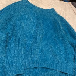 cropped blue sweatshirt 