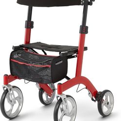Medline European Style Lightweight Rollator with Backrest – Strong, Comfortable, Maneuverable Support & 300 lbs. Weight Capacity for Greater Freedom &