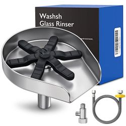 Glass Rinser for Kitchen Sink – 304 Stainless Steel Cup, Bottle & Glass Washer in Brushed Nickel