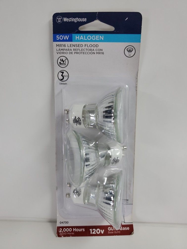 Westinghouse 120v 50w MR16 Lensed Flood Halogen Bulb (GU10) Base 3050K (3pk)...
Don't forget to check out my other listings...
Same Day Shipping...