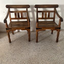 Rustic Wood Arm Chairs 