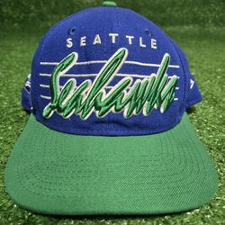 Seattle Seahawks New Era 9FIFTY Snapback Hat Blue Green NFL Script Logo